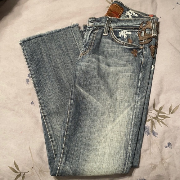 7 For All Mankind Skull Pirate Jeans Size 27 - Picture 1 of 14